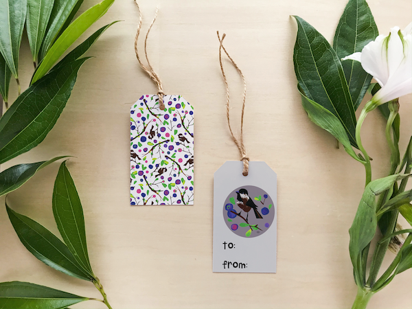Chickadee Wrapping Paper & Gift Tag Set