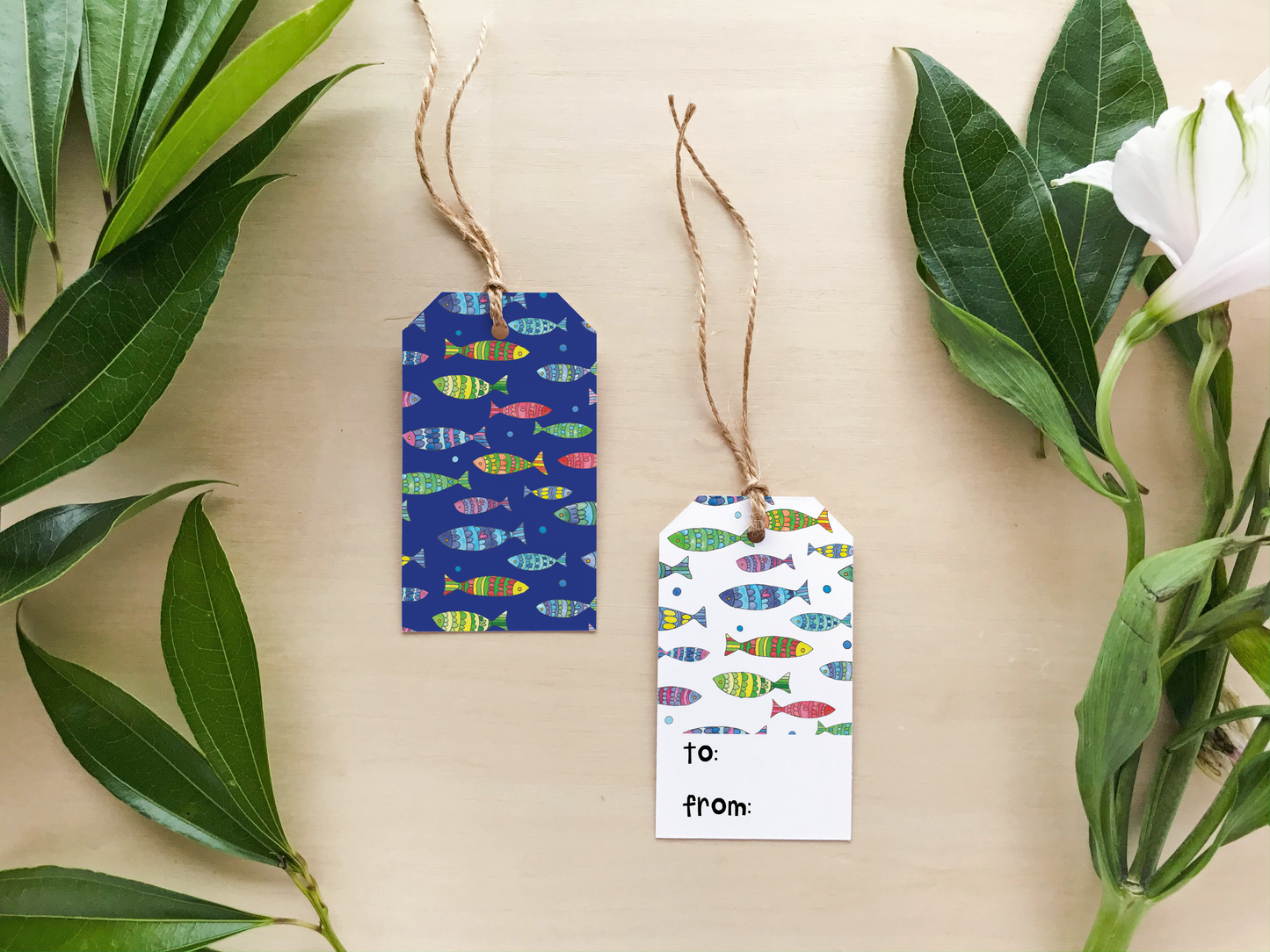 December Fish Wrapping Paper & Gift Tag Set