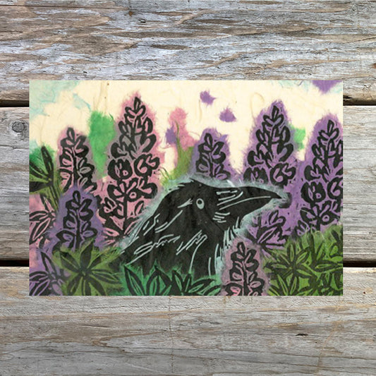 Lupine Raven 5 x 7 Art Card