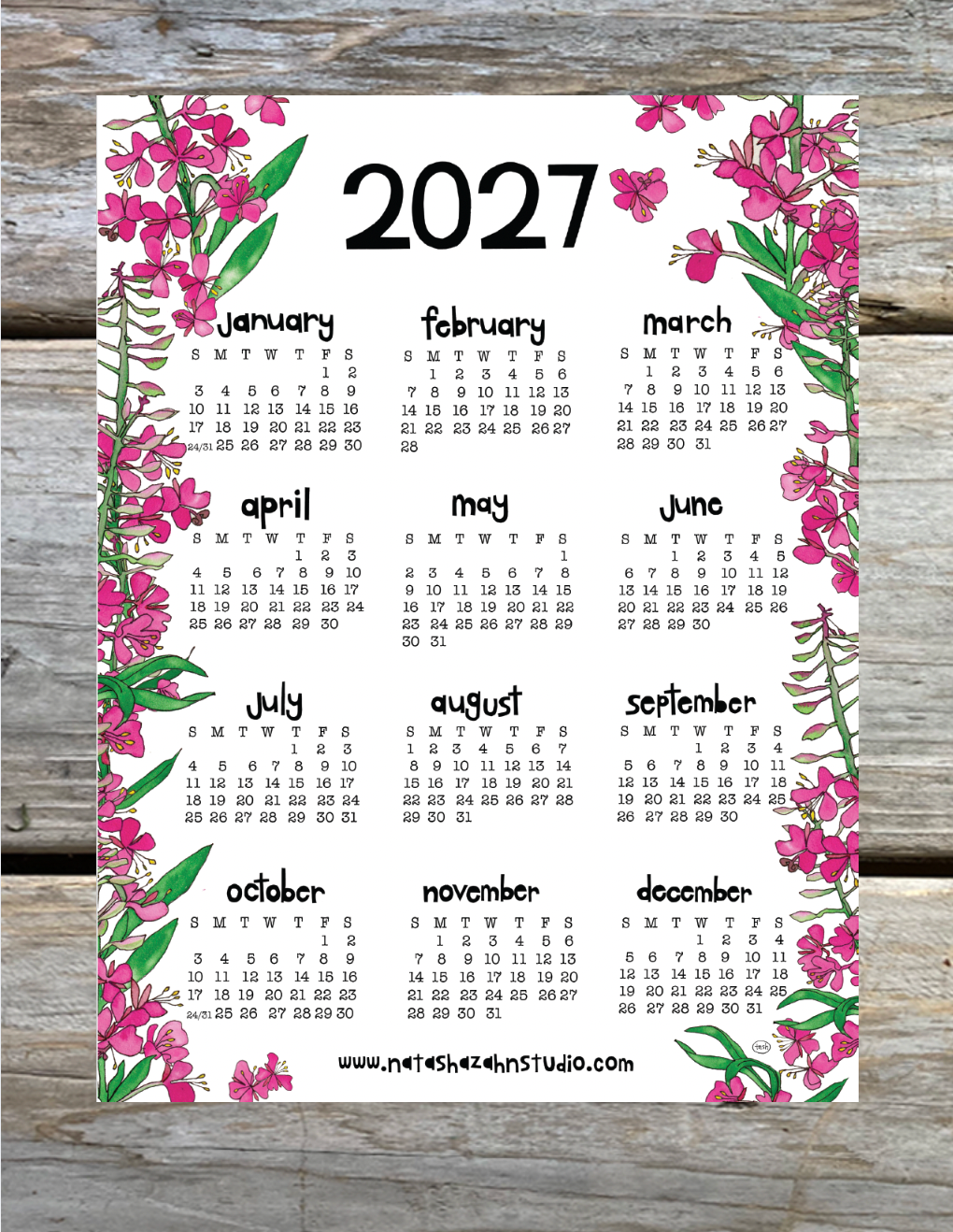 2027 Year At A Glance Calendar