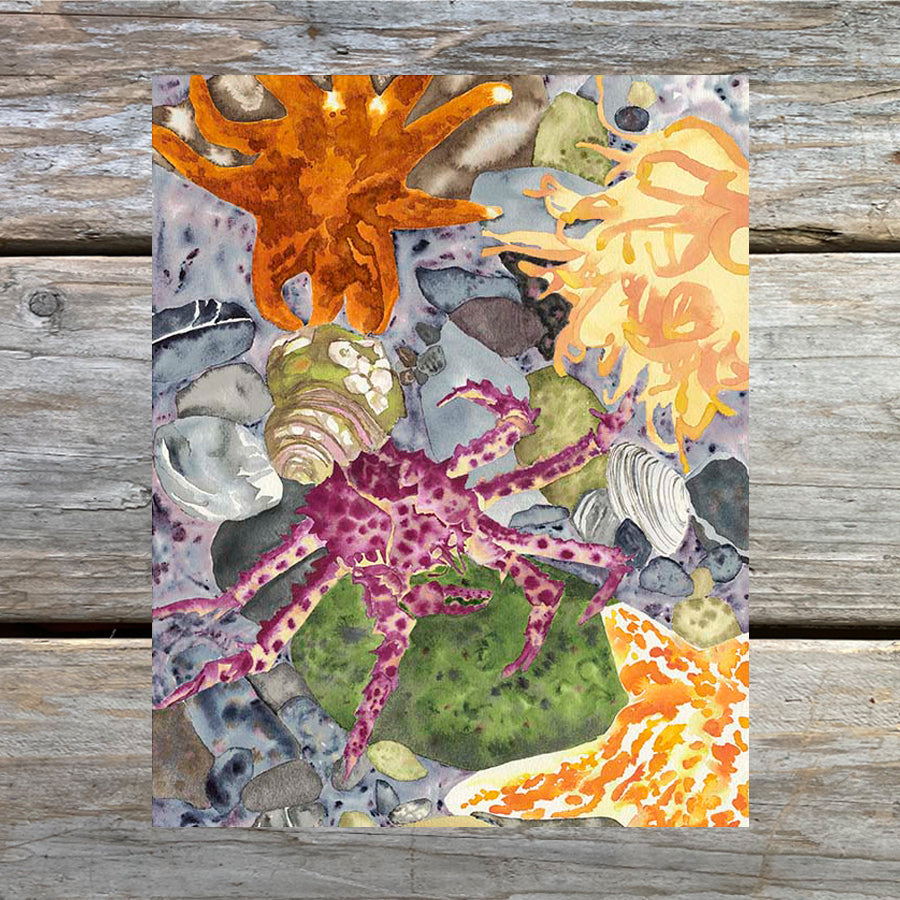 Ruby King Crab Watercolor Art Print