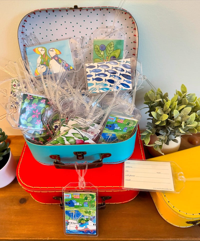 Luggage Tags, Salmonberry Blossom