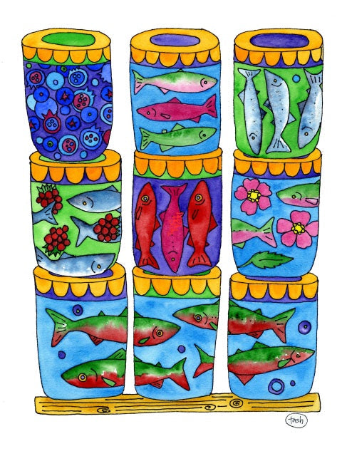 Canned Salmon Note Card Pack