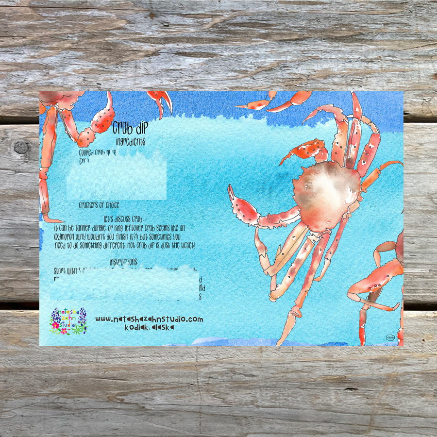 Crab Dip Illustrated Recipe 5 x 7 Art Card