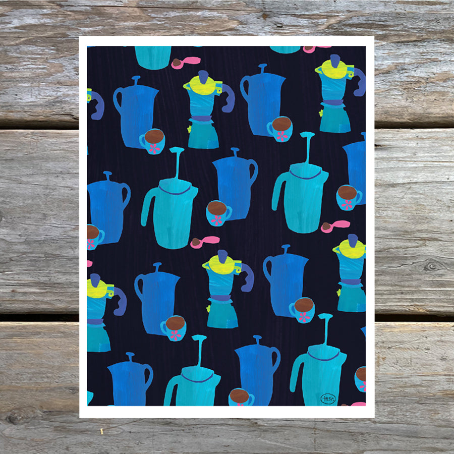 Coffee Pot Collage Note Card