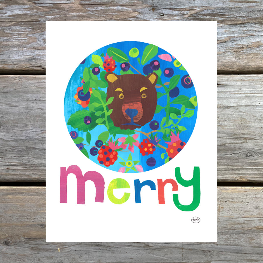 Merry Bear Note Card, color font