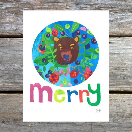 Merry Bear Note Card Pack, color font
