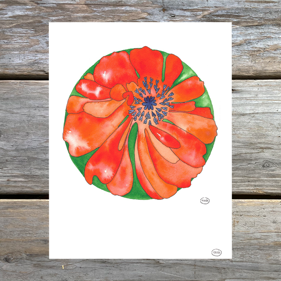Orange Poppy Notecard