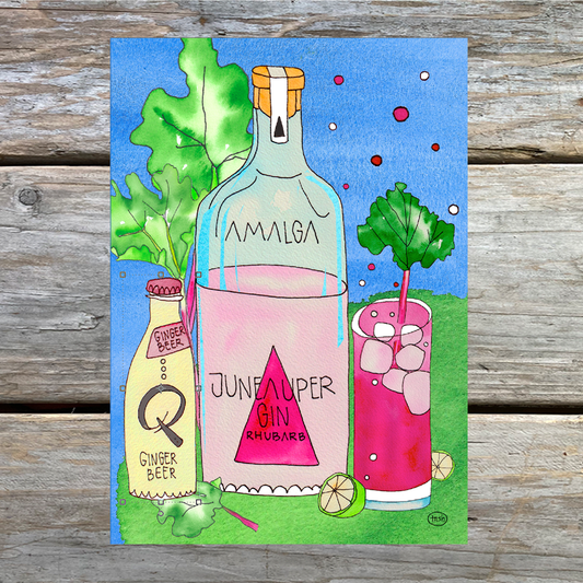 Rhubarb Mule Recipe Art Card