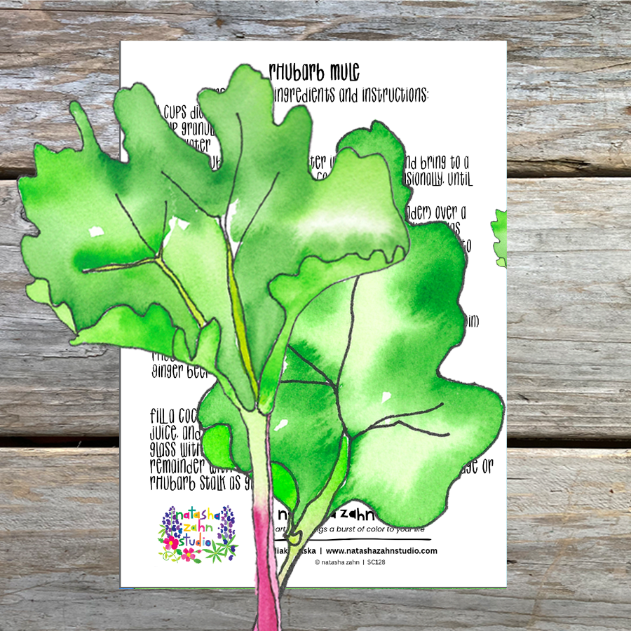 Rhubarb Mule Recipe Art Card