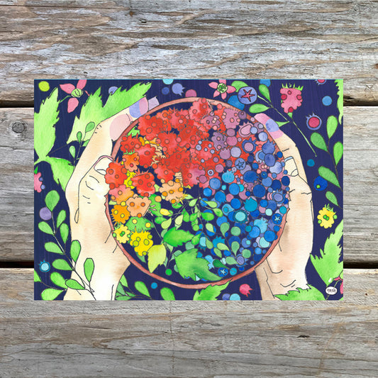 Salmonberry Pie Illustrated Recipe 5 x 7 Art Card