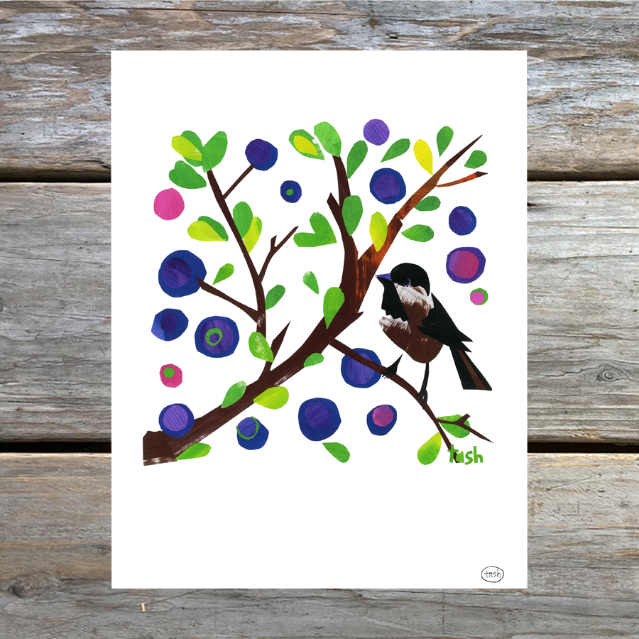 Chickadee Collage Note Card