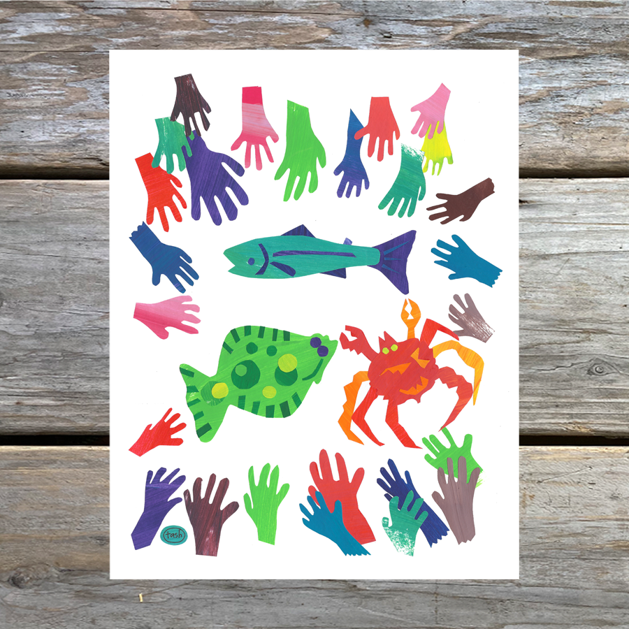 The Hands that Feed You Collage Note Card