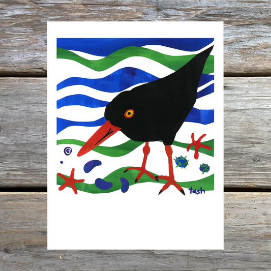 Oyster Catcher Collage Note Card