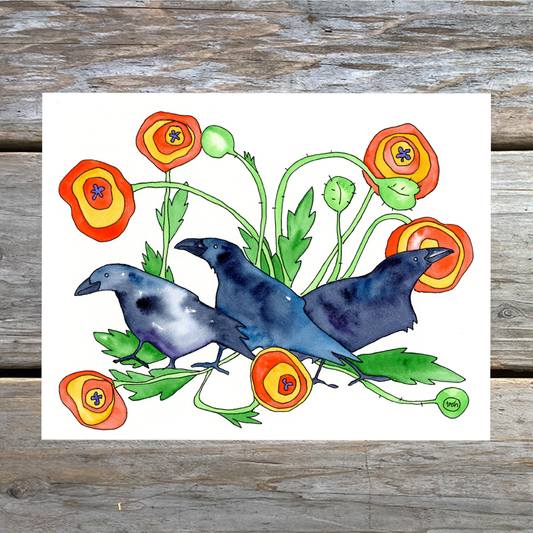 Poppy Raven Note Card