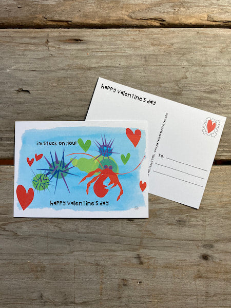 Alaska Hermit Crab and Sea Urchin Valentine's Day Postcard- Set of 3