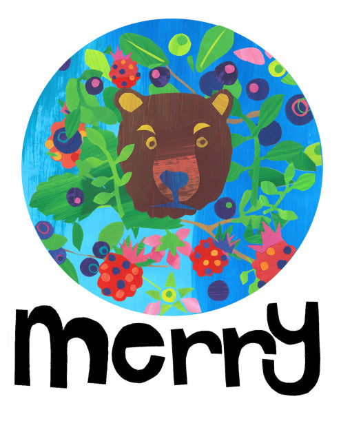 Merry Bear Note Card Pack, black font