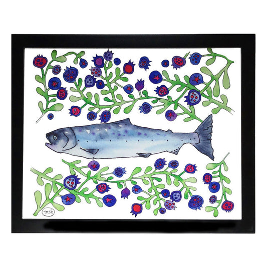 Salmon Blues Watercolor Art Print
